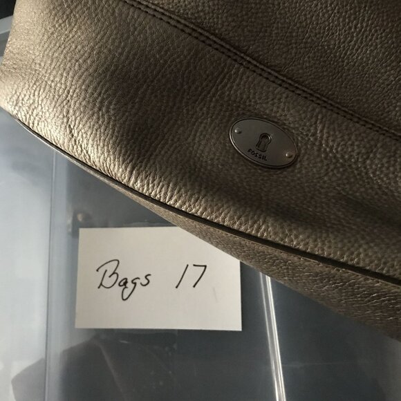 Fossil Gold Leather Hobo Womens Shoulder Bag - Picture 12 of 12